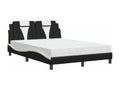 Lit avec matelas noir et blanc 140x200 cm similicuir BOGF13371