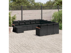 Salon de jardin 12 pcs avec coussins noir résine tressée QWCB23777
