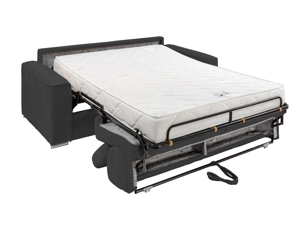 Canapé 3 places convertible express en Mobenze imprimé gris - Couchage à Mobenze larges 140 cm - Matelas 18 cm - Mobenze RJWI96214
