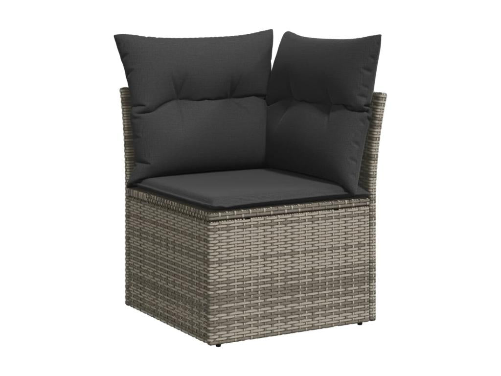 Salon de jardin avec coussins 7 pcs gris résine tressée SDAF86695