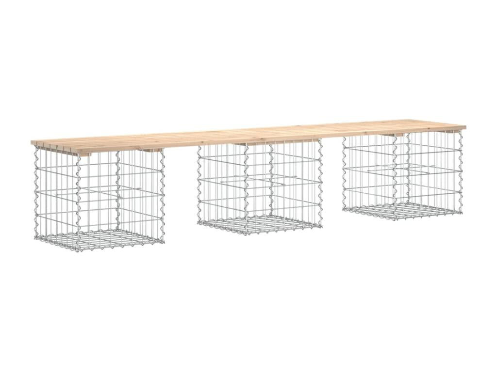 Banc de jardin design de gabion 203x44x42 Mobenze massif de pin BSMZ29738
