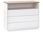 Commode Mobenze 3 tiroirs 1 niche blanc/chêne Mobenze massif BHTA17378