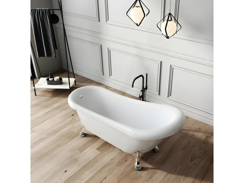 Baignoire ancienne rétro sur pieds Mobenze Blanche 155 cm Pieds d'Aigle Blancs DFJP16705