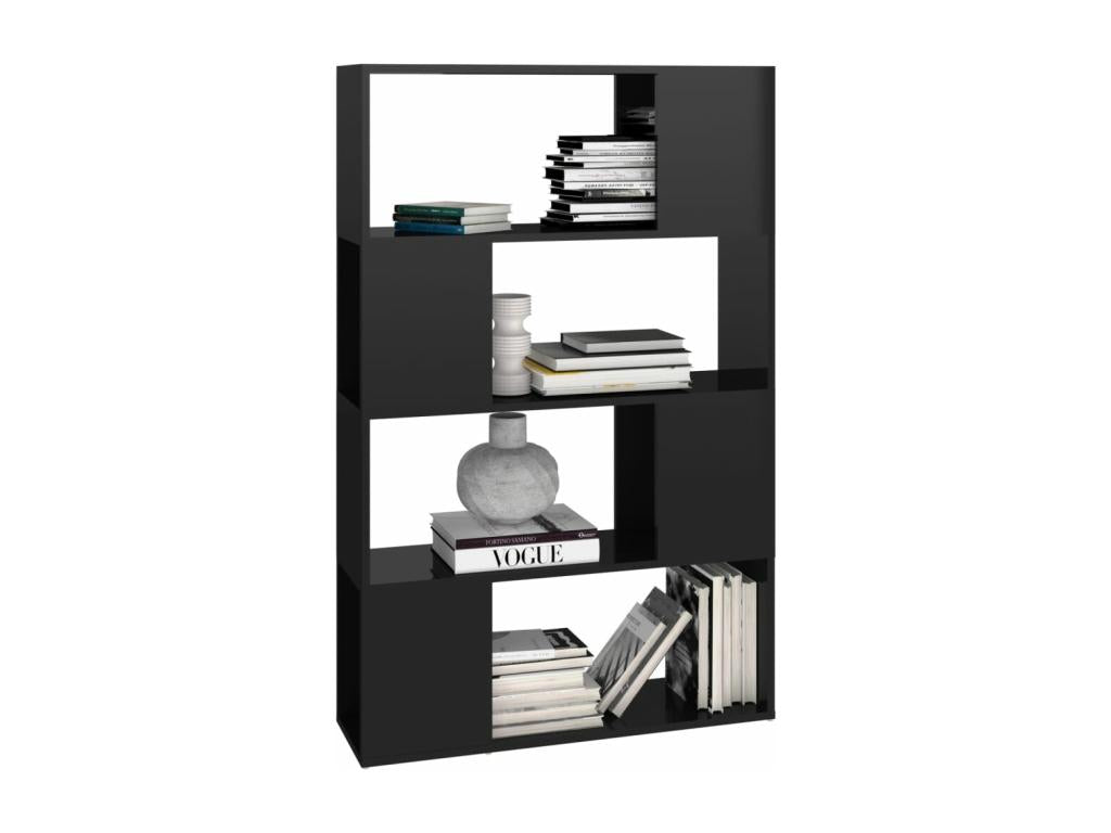 Bibliothèque/Séparateur de pièce Noir brillant 80x24x124.5 cm MMIB81542