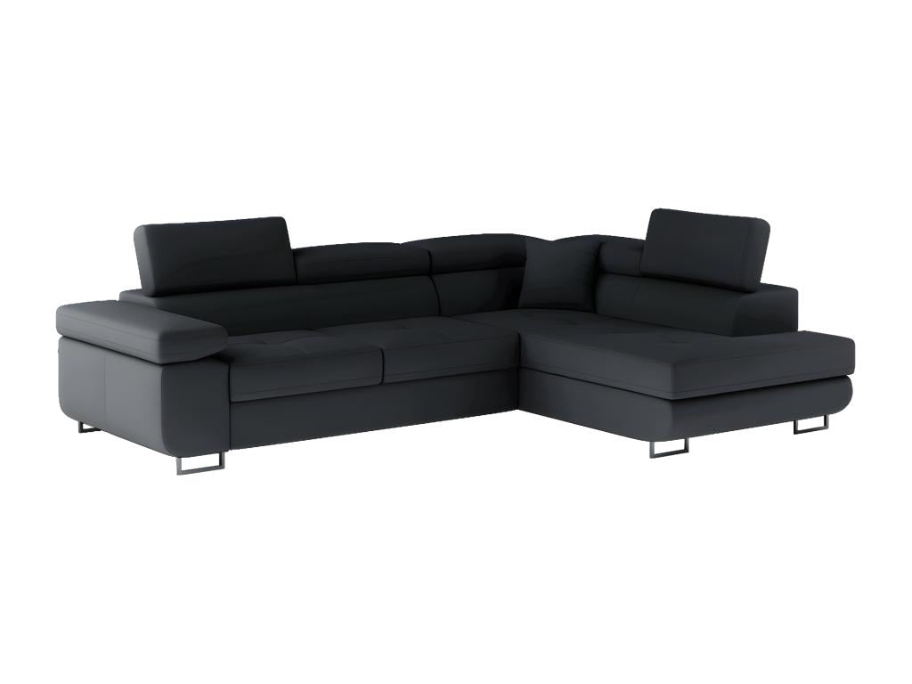 Canapé d'angle convertible en simili cuir 5 places Mobenze SIMILI noir angle droit JSCR65496