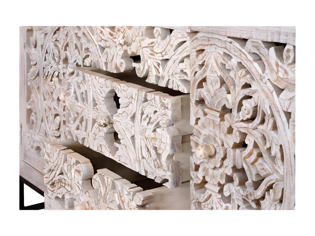 Buffet en manguier et métal blanc vieilli Mobenze y Colomer.80x38x150 ZPDJ32359