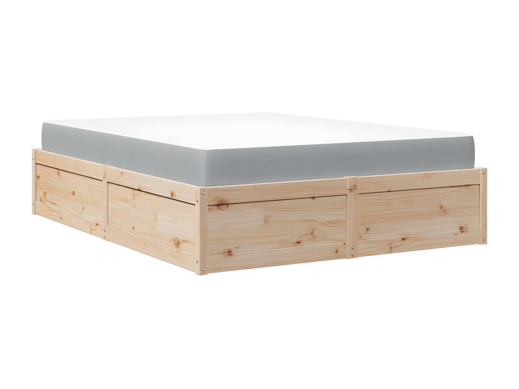 Lit avec matelas 140x190 cm bois massif de pin LBRH12086