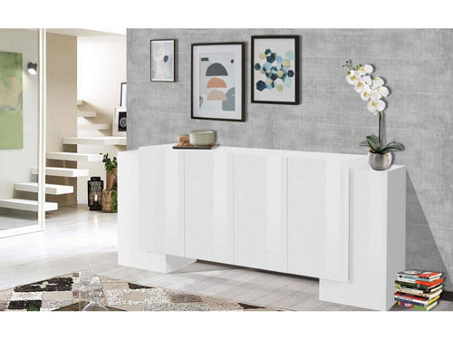 Buffet Boislis Buffet de cuisine avec 6 portes Buffet de salon Made in Italy 210x45h85 cm Blanc brillant CYOP77300