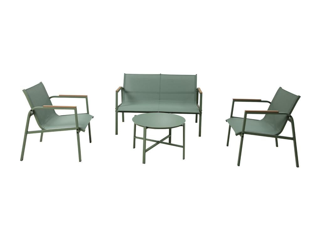 Salon de jardin en acier et textile - Ensemble 4 places - Vert - Boislis GFDP79475