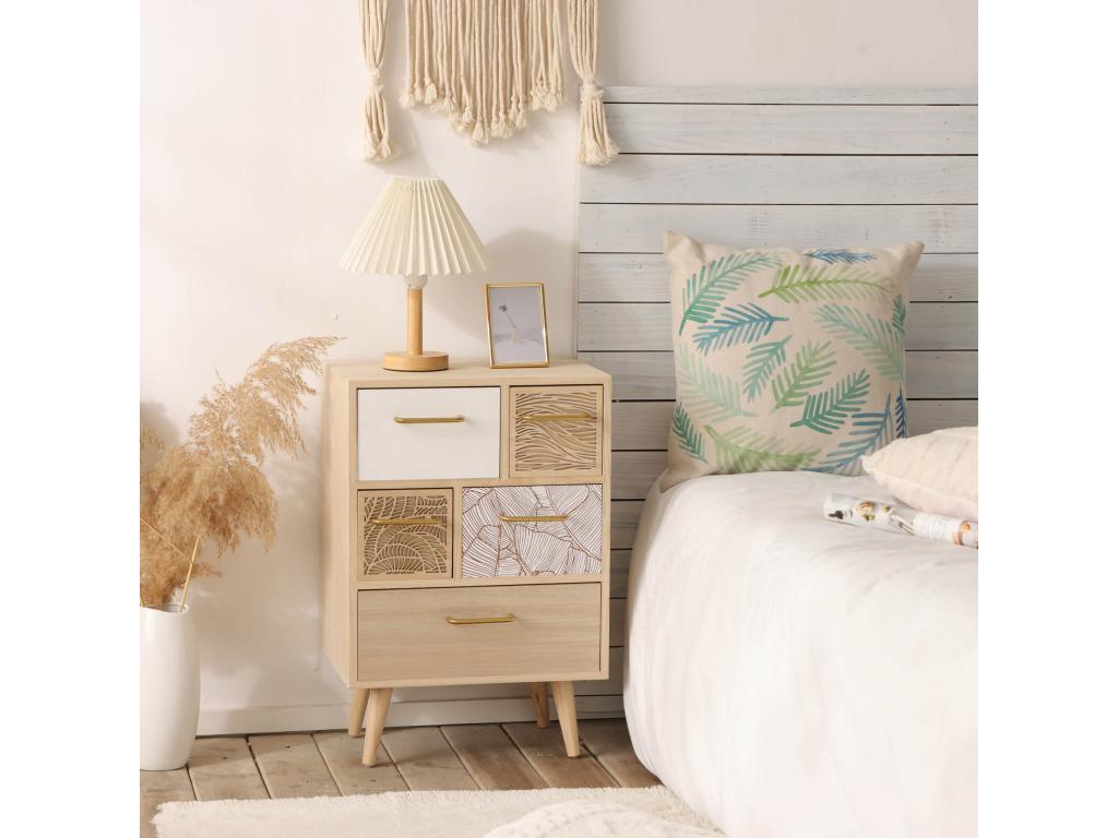 Meuble Commode Polyvalent en Mobenze Clair avec 5 Tiroirs SFCC39122