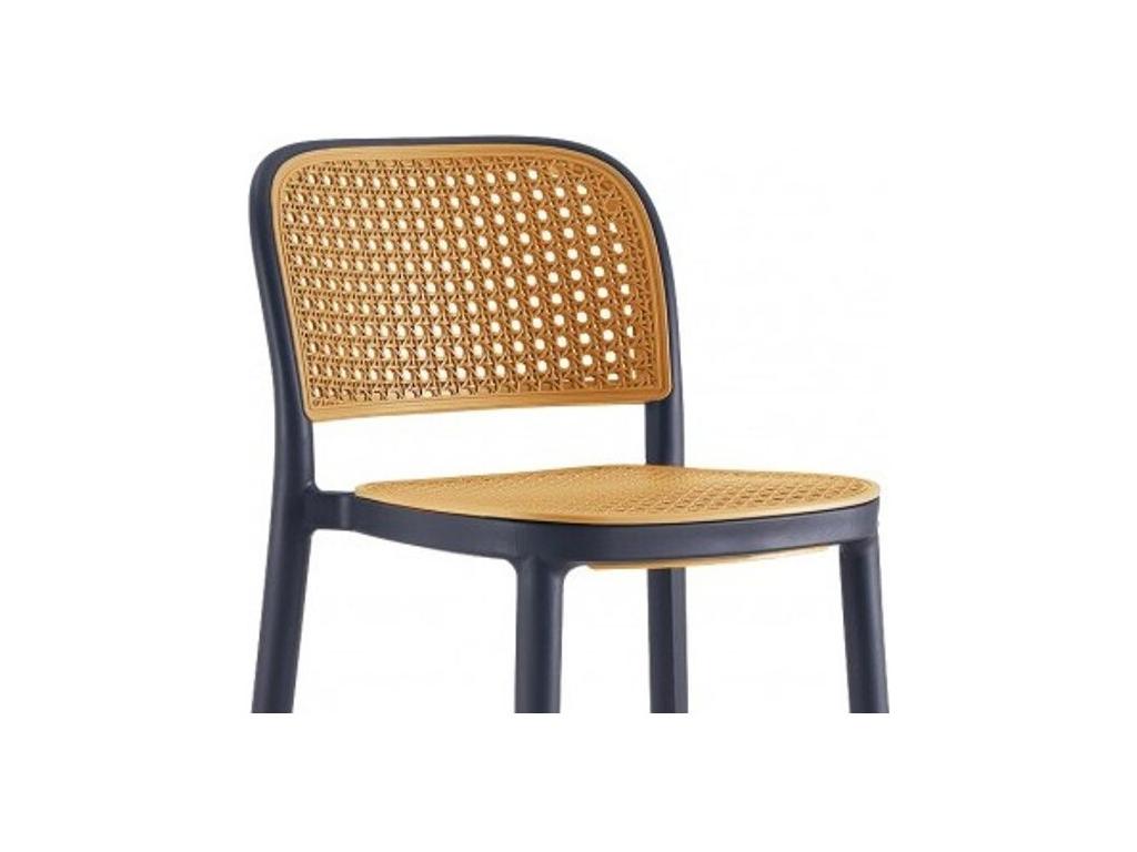 Tabouret noir et rotin synthétique naturel Mobenze 75cm CTBP47102