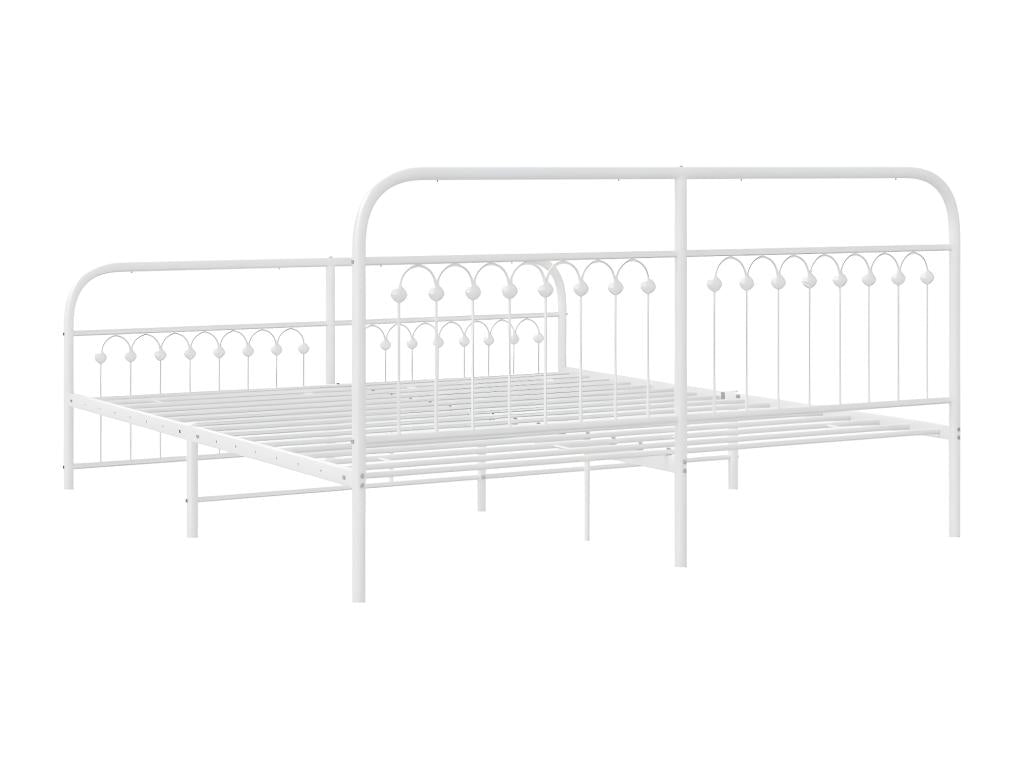 Cadre de lit métal avec tête de lit/pied de lit blanc 183x213cm ULPE79991