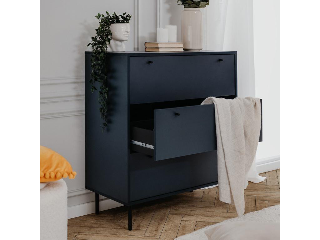 Commode 3 tiroirs bleu Mobenze L80 cm - Mobenze NHGE76191