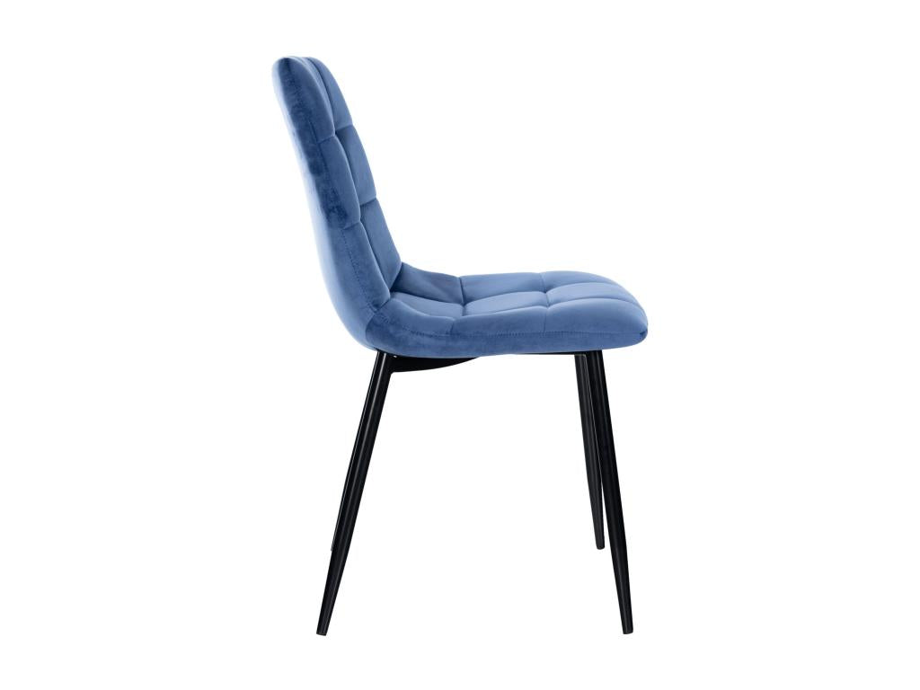 Lot de 4 chaises salle à manger - Mobenze / Métal noir mat - Bleu - Mobenze YSYB69064