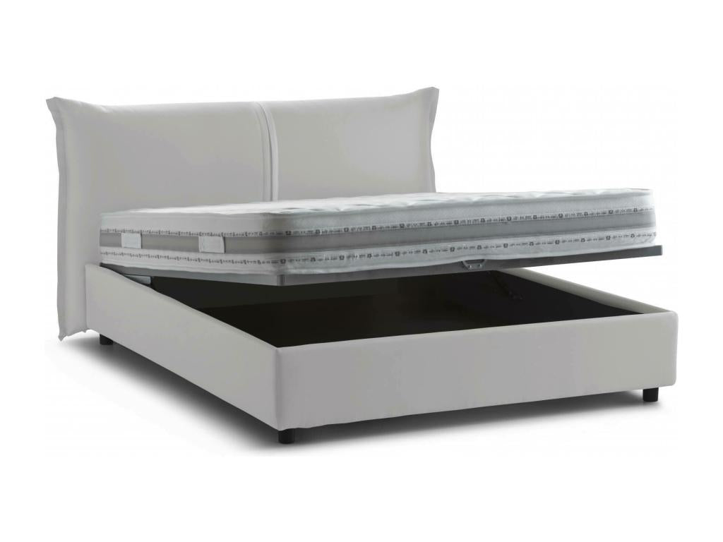 Lit double Mobenze Made in Italy Ouverture frontale avec matelas 160x190 cm inclus Blanc LUIG50710