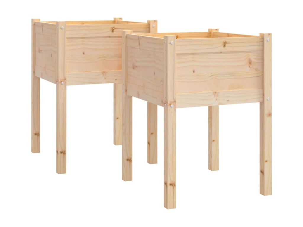 Jardinières d'extérieur 2 pièces 50x50x70 cm Bois de pin massif EJFH77253