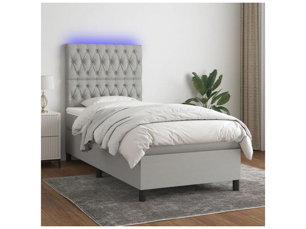 Sommier à Mobenze de lit avec matelas et LED Gris clair 80x200 WXNJ36628