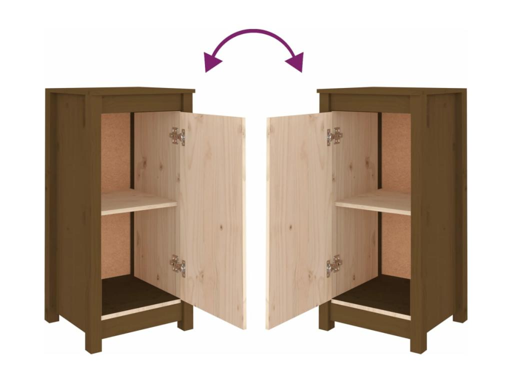 Buffet Marron miel 40x35x80 cm Mobenze massif de pin HTKA10289