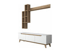 Meuble TV et étagère murale Boislis Blanc et Chêne clair GDWA41455