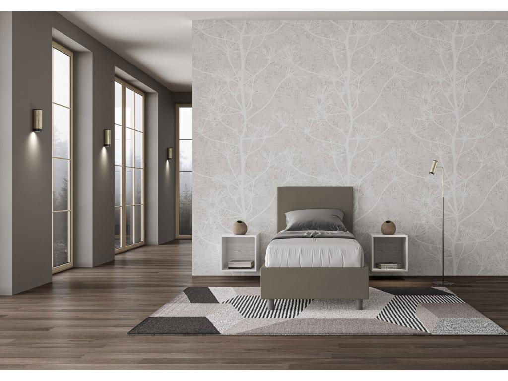 Lit rembourré en simili cuir Boislis cappuccino sans sommier 80x210 QPZR29285