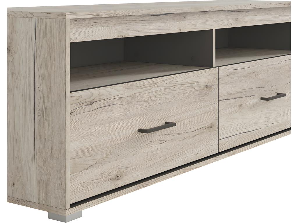 Meuble TV 2 tiroirs 144 cm Mobenze et Anthracite HWPT12987