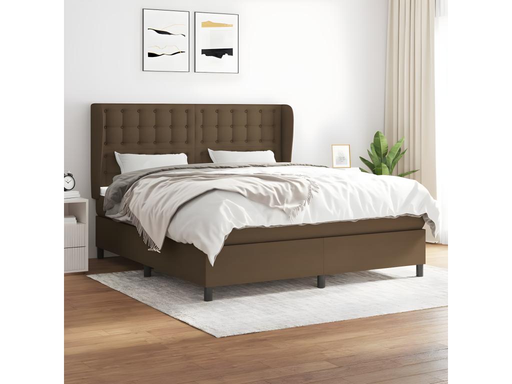 Lit à sommier tapissier avec matelas Marron foncé 160x200 cm SPBN90827