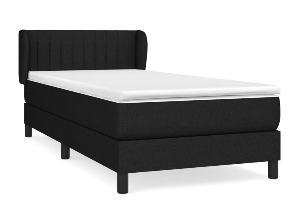 Lit à sommier tapissier et matelas Noir 80x200 cm Tissu AMGB36819