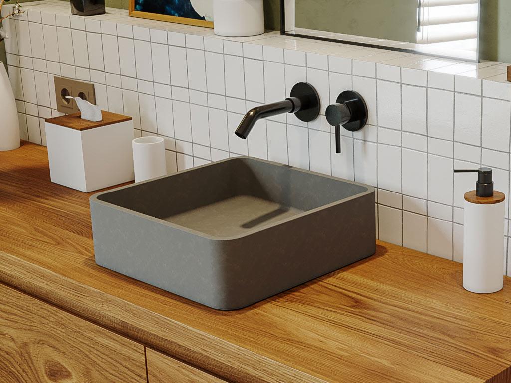 Vasque à poser carrée en béton - L39 x l39 cm - Boislis WCJC79413