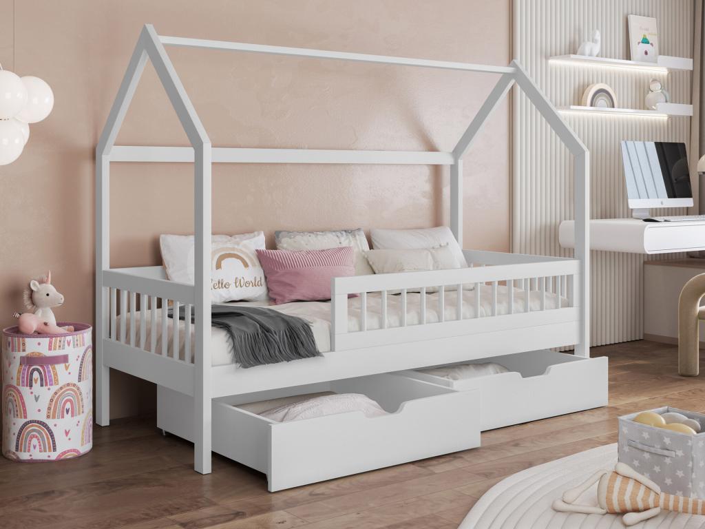 Lit Boislis 167 Unique Blanc 80x180 Bois Sommier à Boislis 87x186x150cm UKPI42212