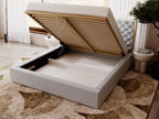 Lit rembourré avec rangement - 160x200 - lit double - Mobenze - gris - Mobenze GPRZ77665