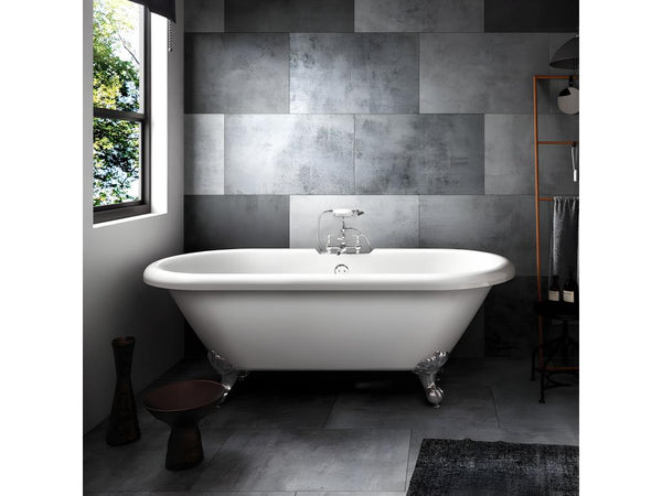 Baignoire ancienne rétro sur pieds Boislis Blanche 170 cm Pieds d'Aigle Chromés RVXN39278