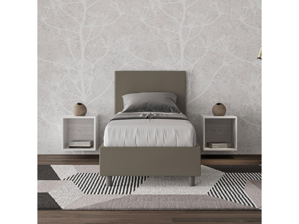 Lit rembourré en simili cuir Boislis cappuccino sans sommier 80x210 QPZR29285