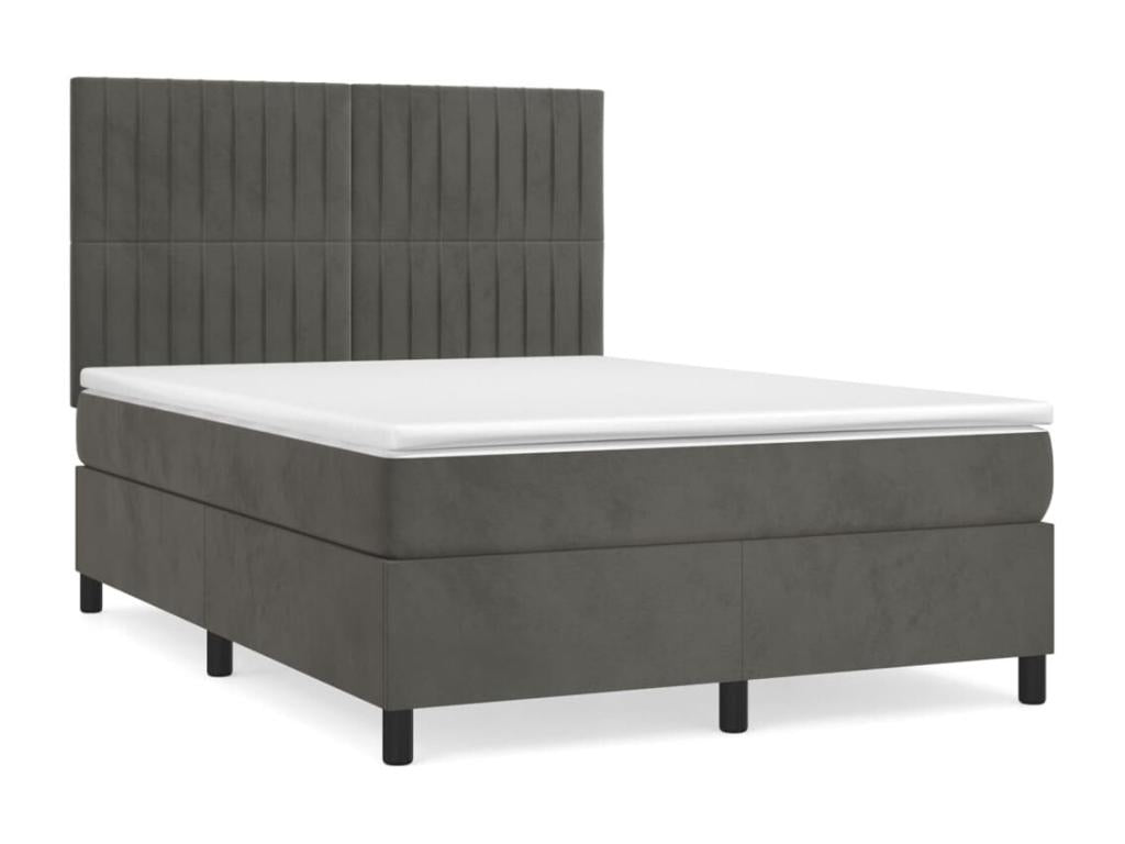 Lit à sommier tapissier et matelas Gris foncé 140x200cm Velours YOOF66682