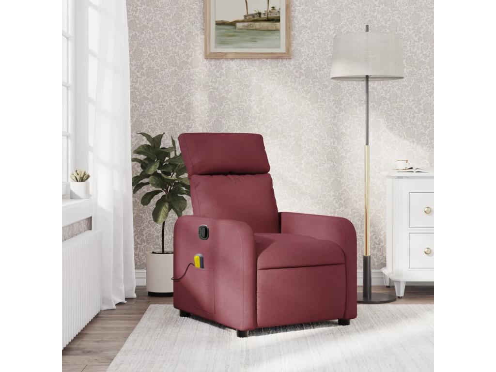 Fauteuil massant inclinable Rouge bordeaux Tissu JGCR42707